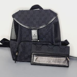 Gucci Black Jacquard Nylon Leather Backpack